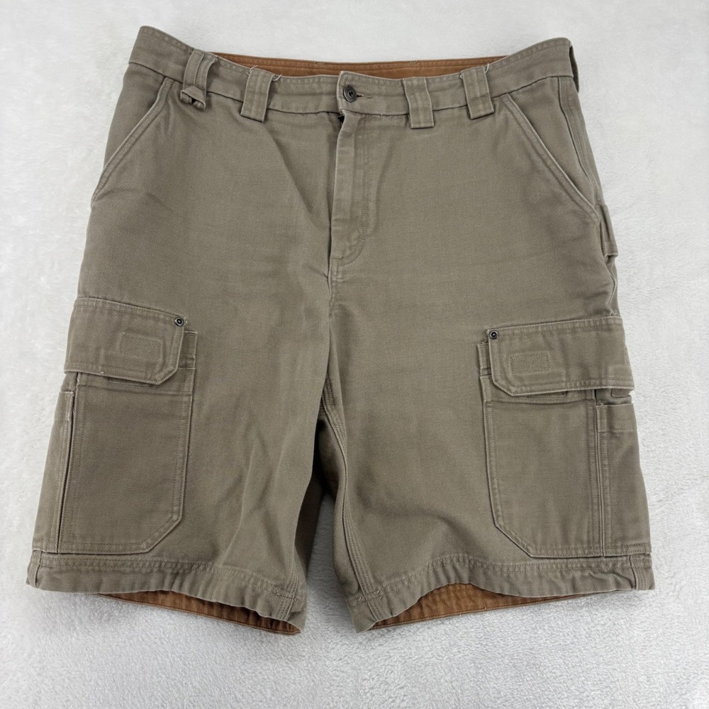 Duluth Trading Co Fire Hose Cargo Shorts Mens 38 Khaki Tan Cotton Work 71702 12i